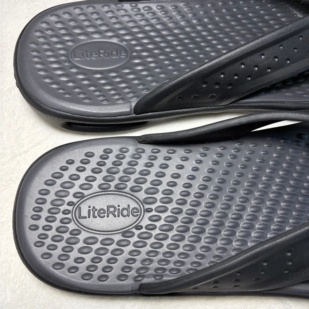CROCS Lite Rider‎  Men’s Black Flip-Flops Shoes Sz 12